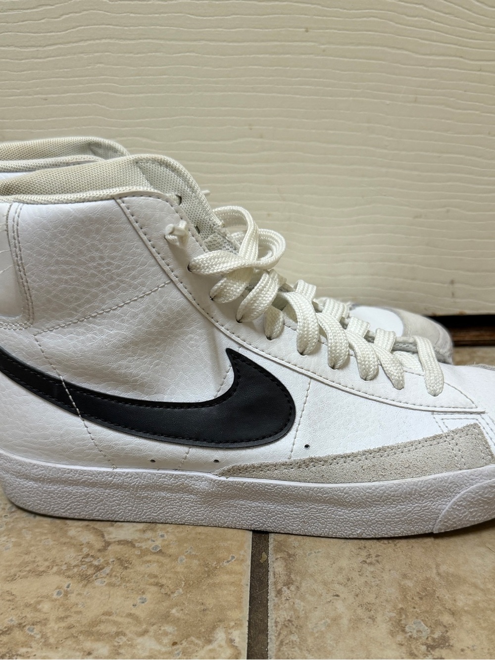 Nike High-Top Blazer Sneakers with Black Swoosh and Cream Laces